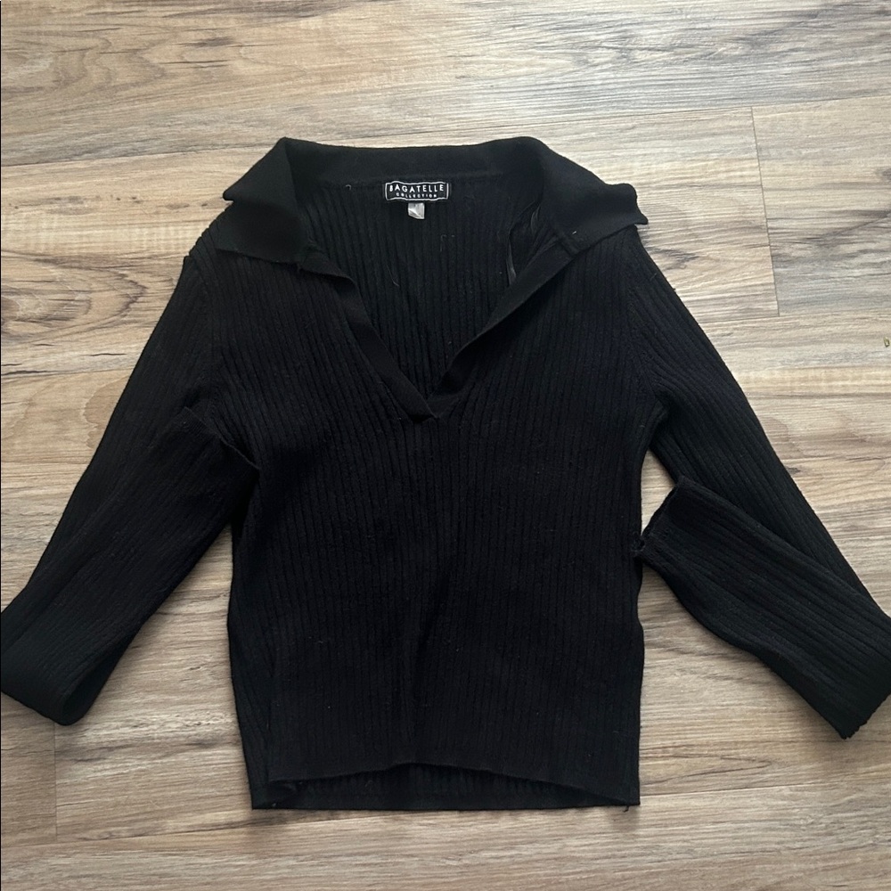 Women's Black V-Neck Sweater